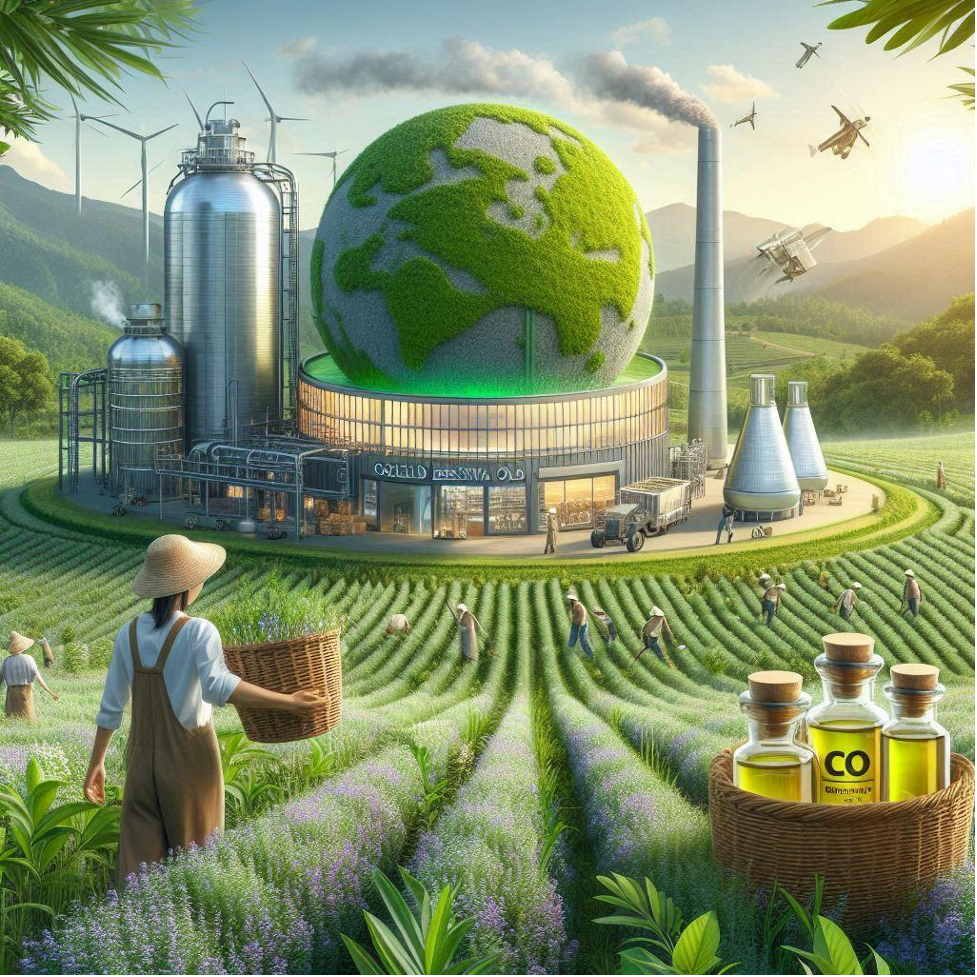 An eco-friendly essential oil production scene